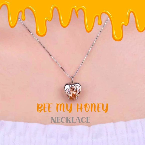 "BEE MY HONEY" SOLID STERLING 925 SILVER CITRINE PENDANT & CHAIN - Picture 1 of 6